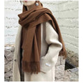 Cachecol Feminino com Franjas em Pashmina Liso